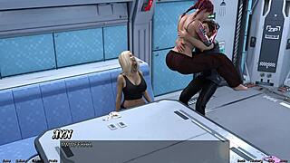 Stranded in space playing strip poker with curvy teen 18+ and huge big tits.