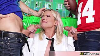 It’s free use day at the stadium, grabbing this blonde waitress for fun!