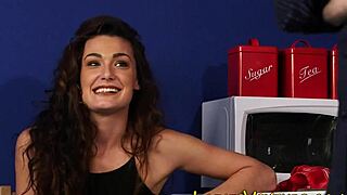 Clothed Brunette Watches What?