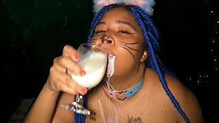 drinking milk while playing with my huge ass toys?