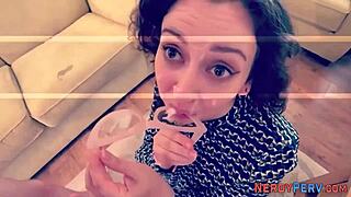 I tricked the nerd into getting his first blowjob from me