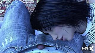 acting lessons episode 1 10: the guy fucks his milf babe girlfriend after dinner in 3d anime hentai 😏