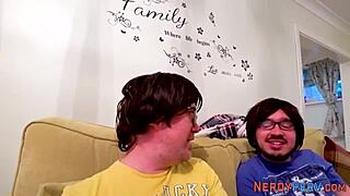 I tricked the nerd into getting his first blowjob from me