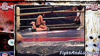 European Babes Licking and Fingering in Intense Boxing Ring Wrestling Match.  