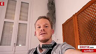 A surprising encounter where a german fan gets intimate with blonde star marilyn crystal, leading to a passionate blowjob and cumshot