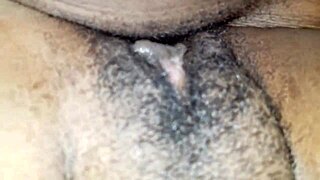 Just rubbing my hard clit on her wet ebony hole