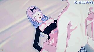 Kaguya and Chika dominate Miyuki in intense hentai sex