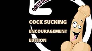 Encouraging deep cock sucking session.