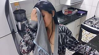 why is the latina masturbating in the kitchen?