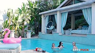 Pool full of lesbians- orgy