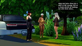 Sims 4 Ruby and Doris meet the roadfuckers in an interracial encounter