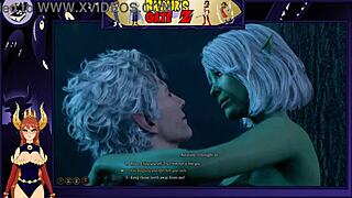 Astorian interacts with a female namekian in anime style