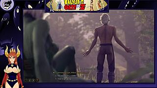 Astorian interacts with a female namekian in anime style