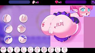 cute anime elf girl in hentai game with licking and fucking scenes