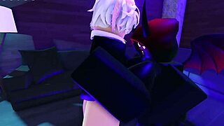 A stripper performs in front of a monster and gives a blowjob