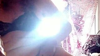 She carefully applies lotion to her sexy skin, revealing mature charm in every nude detail over time.