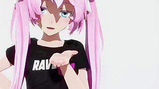 bratty anime girl gets dominated by big black cock in cowgirl position.