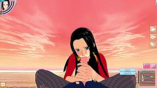 Boa Hancock in male POV 3D hentai from One Piece anime game Koikatsu