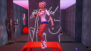 audacious harley quinn in cartoon parody