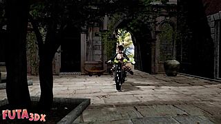 Big tittied brunette futa spies on blonde before fucking her pussy