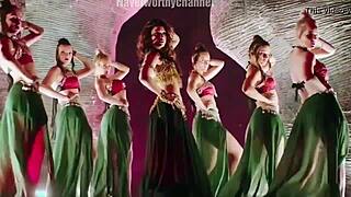 tamanna and zara swing together, their gorgeous deep navels shaking in this adorable performance.