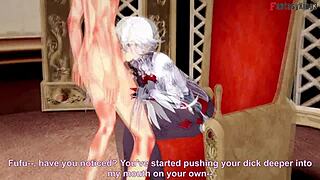 arlecchino's intense footwork and blowjob in genshin impact pov