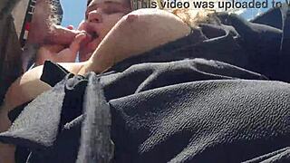 beautiful pov outdoor blowjob from chubby cutie with big tits and juicy nipples