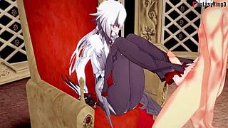 arlecchino's intense footwork and blowjob in genshin impact pov