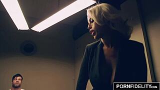 Bridgette B interrogates hard cock in stockings