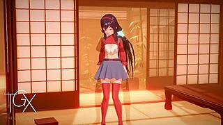 Anime hentai game has mita in sexy outfits for sex.