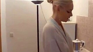 blonde couple engages in hardcore anal assfucking, handjob, and cumshot after blowjob