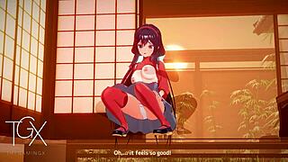 Anime hentai game has mita in sexy outfits for sex.