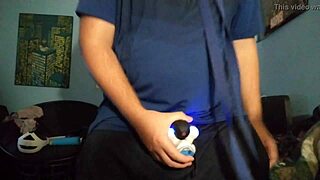 I use my chastity cage for masturbation in this gay video