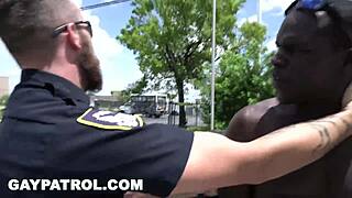 In gay patrol, police bait car catches low down thug leading to aggressive interracial gay sex