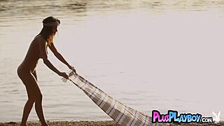 european milf natalie costello poses outdoors showing small tits and ass