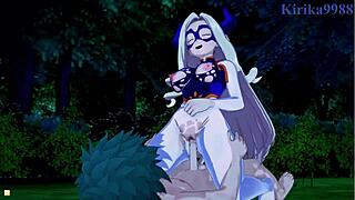 want to see tsuyu asui and mt lady get creampied by izuku midoriya in intense hentai sex?