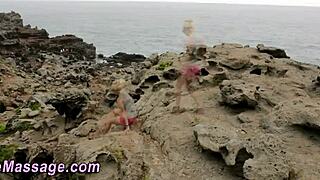 Lesbian masseuse gives oral in threesome with fingering and masturbation