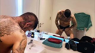 Dirty Guy Gets Wild and Horny in Bathroom Shower Scene With Gay Action