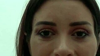 deep throat pov of horny italian swallowing cum