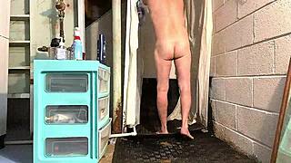 gay enema play turns into wild shower solo session