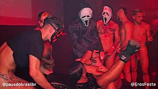 Wild Halloween party turns into gay blowjob fest