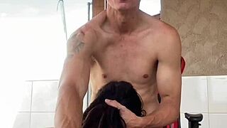 Tattooed Teen Bent Over For Doggystyle Blowjob On Porch