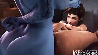 intense sex in cartoon style with big elements