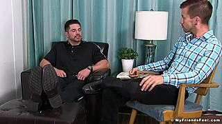 freaky homosexual feasts on inked hunk juicy feet and toes, barefoot sucking lick socks tattoo