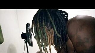 Ebony bbw gets facial from husband while her ass is licked