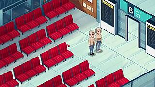 in honeysun gameplay, a redhead flight attendant starts the adventure