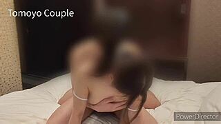 japanese wife cosplays in wet school swimsuit for young man