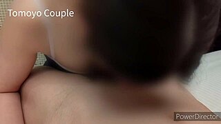 japanese wife cosplays in wet school swimsuit for young man