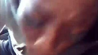 Ebony chick sucks my white dick sloppy