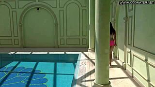 Chatting with Hot Russian Jessica Lincoln in the Pool.